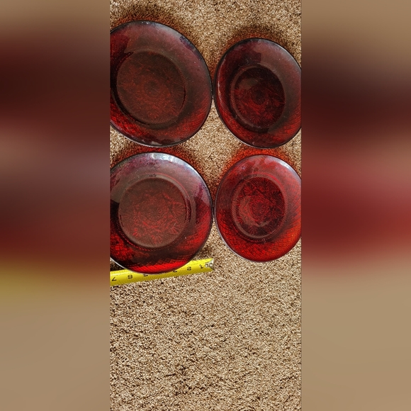 4 Antique Ruby 8” Salad Dessert Plates Cristal D’Arques - Durand France - Picture 2 of 2